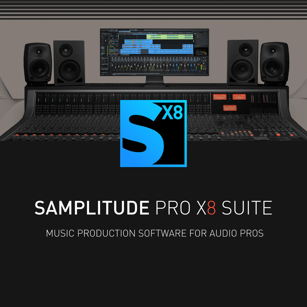 Image of 'Samplitude Pro X8 Suite' software package by MAGIX with crack for download.