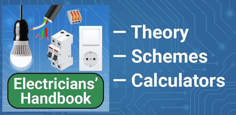 1. Handbook cover featuring title "Electricians Handbook Manual" with images of electrical tools and diagrams.