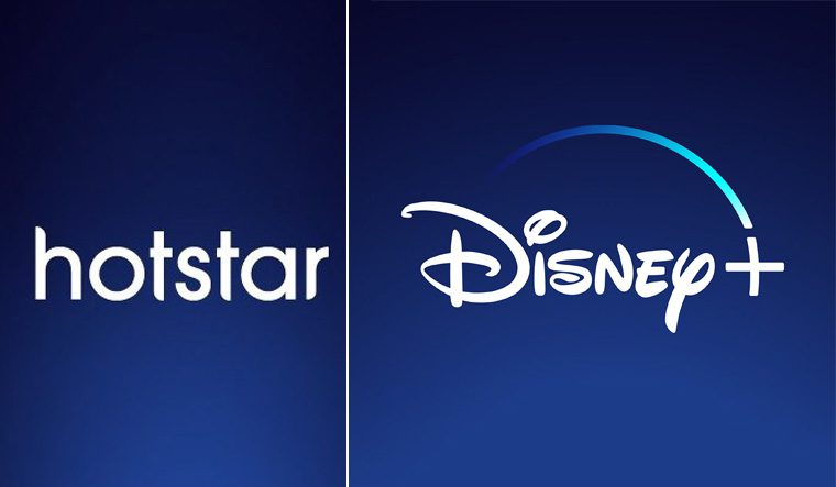 1. Hotstar and Disney Plus logos on blue background, with Hotstar Mod APK.