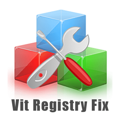 1. Logo of Vit Registry Fix, featuring a stylized letter "V" in blue and green colors.