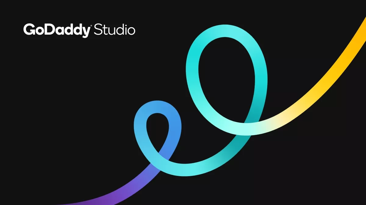 Colorful curved line logo for GoDaddy Studio Graphic Design app.