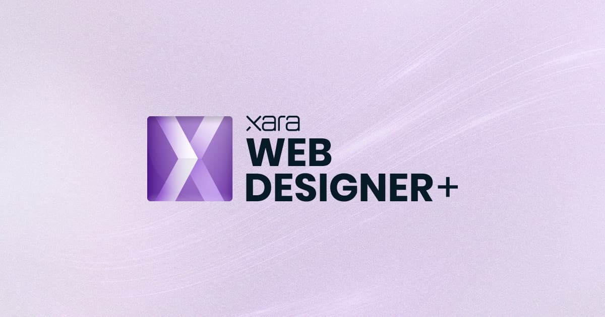 A logo on a light purple background featuring a purple "X" icon with the text "Xara Web Designer+" to the right of it, brought to you by KhanPC.