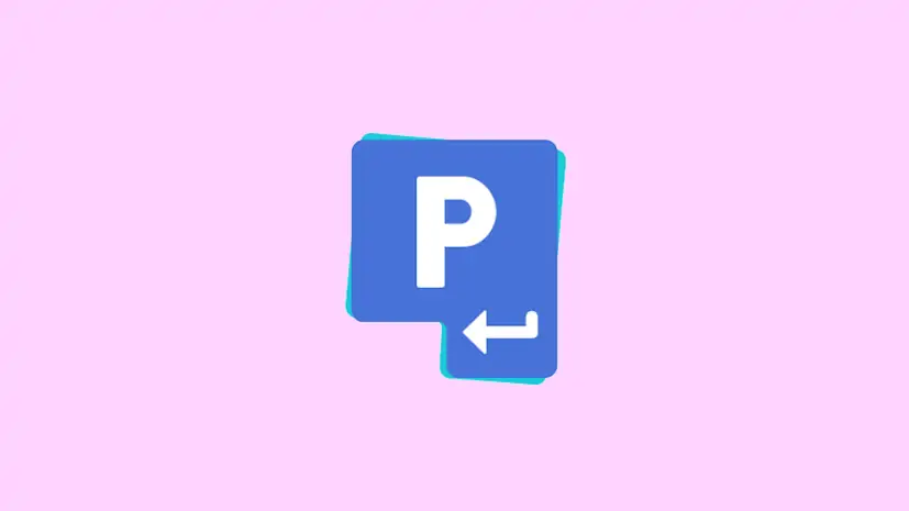 A blue parking sign featuring a white "P" and a white arrow pointing left on a light pink background, reminiscent of the clean design seen in Blumentals Rapid PHP 2025 interfaces.