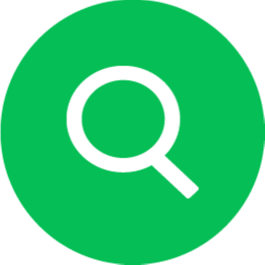 A white magnifying glass icon on a green circular background represents UltraSearch Pro’s efficient search capabilities.