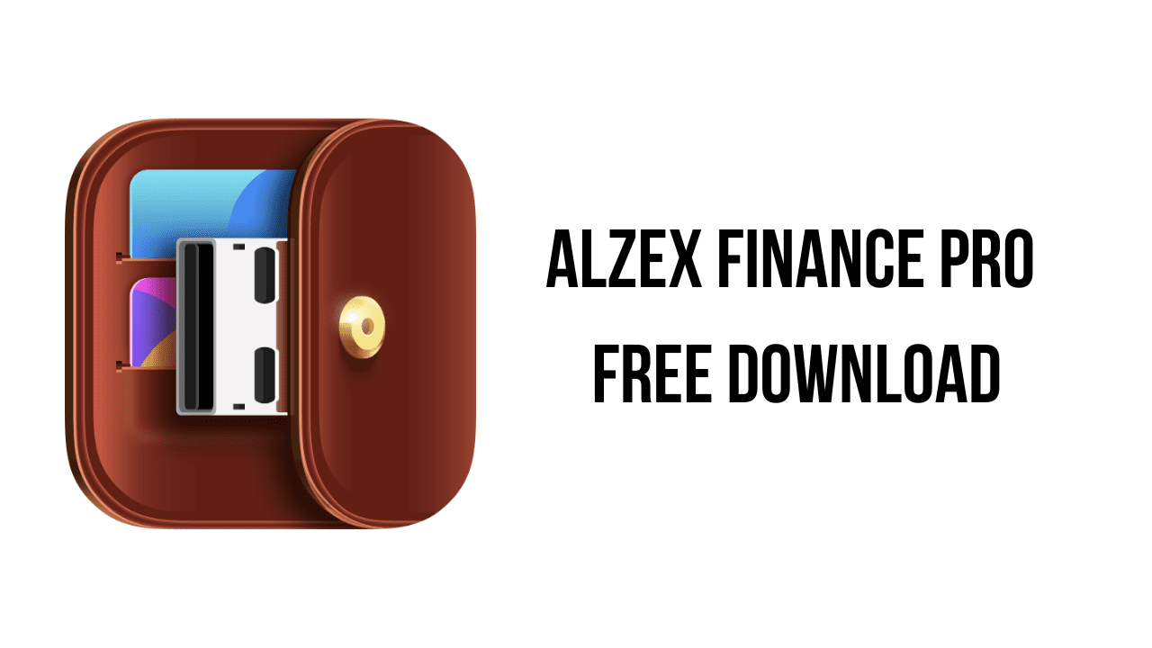 Image of the Alzex Finance Pro logo, which features an opened brown wallet with cards inside, accompanied by the text "ALZEX FINANCE PRO FREE DOWNLOAD" on a white background. Discover this essential app on AppDoze today!