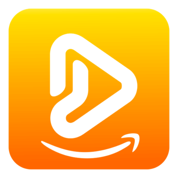 A yellow and orange gradient square icon with a stylized play button in the center, resembling a triangle pointing to the right. The icon also includes a subtle curved arrow shape underneath the play button, hinting at a smile. Perfect for apps like Pazu Amazon Music Converter or AppDoze.