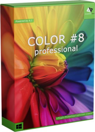 1. Box design for Franzis COLOR Professional, showcasing color 8, featuring vibrant graphics and professional branding elements.